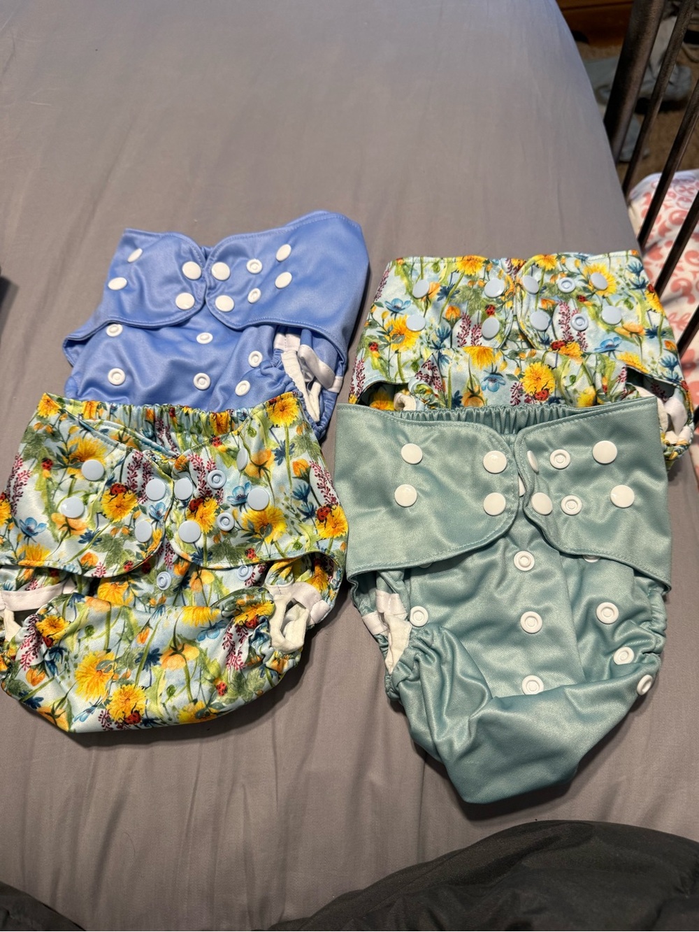 Adjustable Kids Reusable Diaper Covers - Blue, Mint, Floral Set